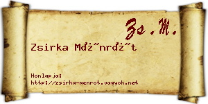 Zsirka Ménrót névjegykártya